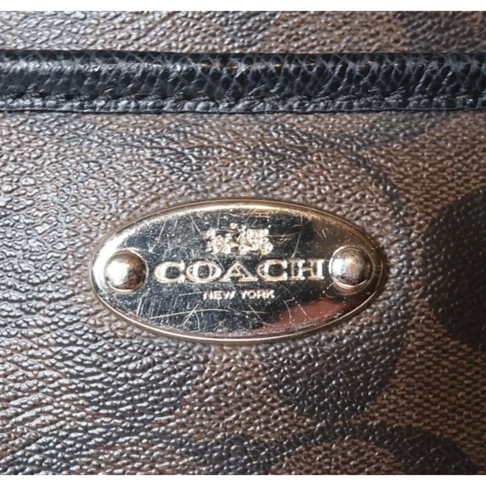 Coach Leather Crossbody Messenger Shoulder Bag Brown & Black Signature C Pattern - Picture 5 of 13